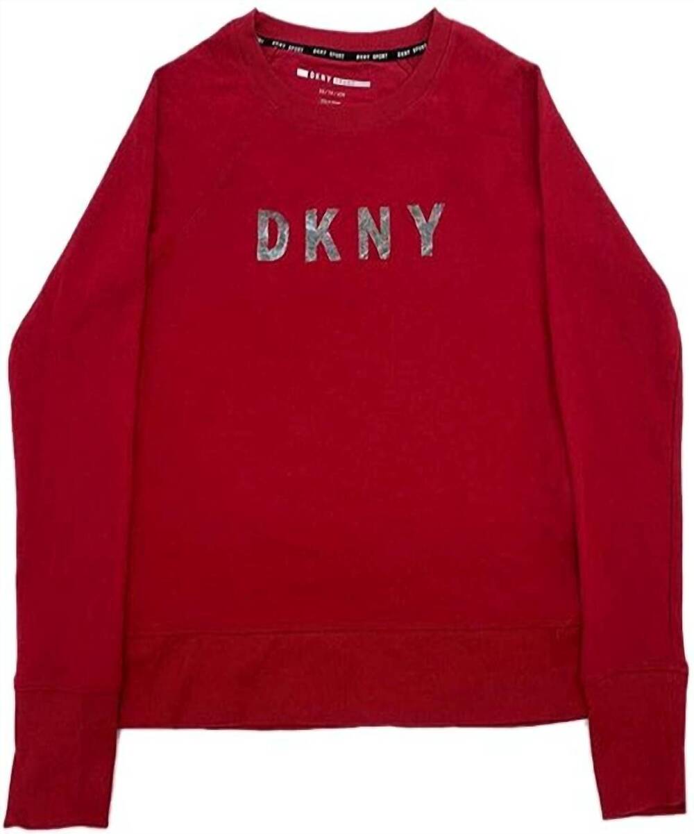 NEW DKNY women's ombre glitter logo sweatshirt in red